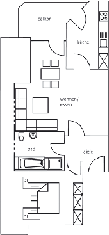 Grundriss der Ferienwohnung auf Usedom in Zinnowitz